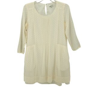 Madewell XS Silk Swiss Dot Cream Mini Dress